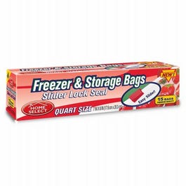 Freezer Storage Bag, Slide & Seal, Qt., 15-Ct.