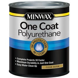 One Coat Polyurethane Finish, Crystal Clear Satin, Qt.