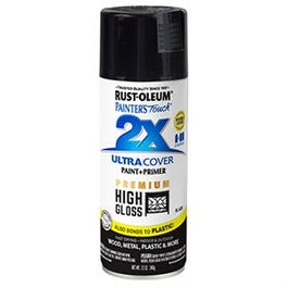 Painter's Touch 2X Premium High-Gloss Spray Paint, Black, 12-oz.