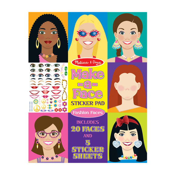 Melissa & Doug Make-a-Face Sticker Pad - Fashion Faces