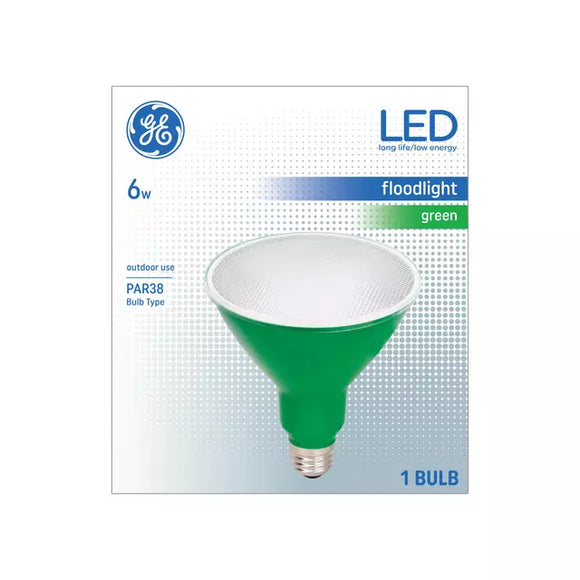 GE Lighting Classic LED 6 Watt, Green Light, PAR38 Outdoor Floodlight Bulbs (1 Pack)