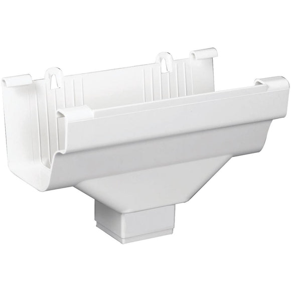 Amerimax 5 In. End with 2 In. x 3 In. Drop Outlet for White Vinyl Traditional K-Style Gutter