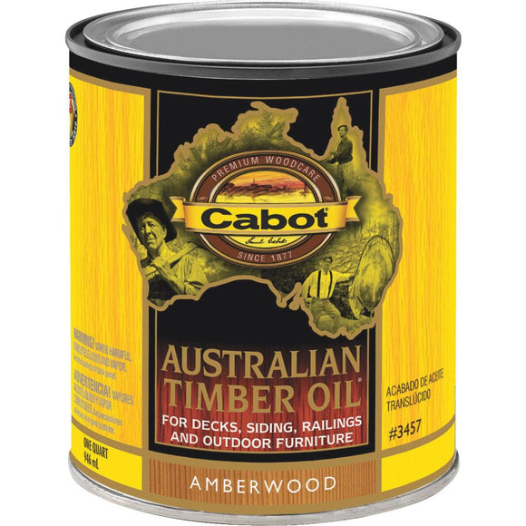 Cabot Australian Timber Oil Translucent Exterior Oil Finish, Amberwood, 1 Qt.