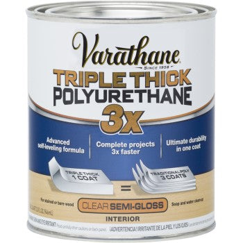 Rust-Oleum 284472 Varathane Triple Thick Polyurethane, Semi-Gloss Finish ~ Quart