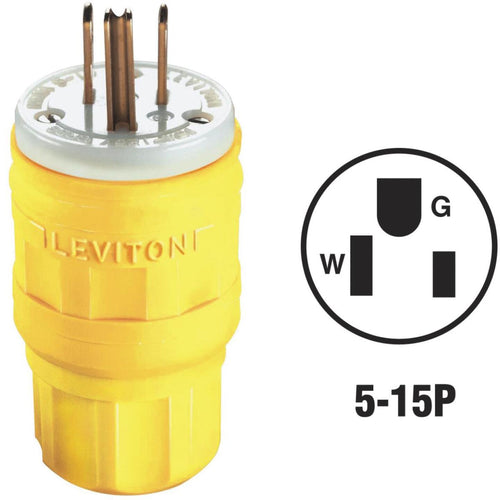 Leviton 15A 125V 3-Wire 2-Pole Wetguard Cord Plug