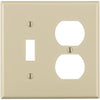 Leviton Commercial Grade 2-Gang Thermoplastic Single Toggle/Duplex Outlet Wall Plate, Light Almond