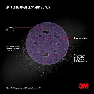 3M Ultra Durable 5 in. Ceramic Hook and Loop Sanding Disc 120-grit Medium, 5-Pk DISC5IN5PK120