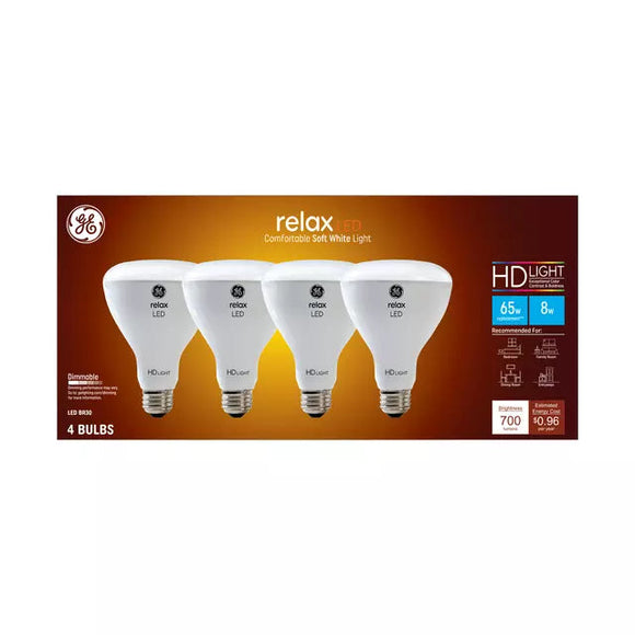 GE Relax HD BR30 LED Light Bulbs, Indoor Floodlights, 65 Watt Replacement