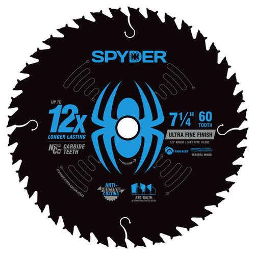Spyder 7-1/4 60-Tooth Ultra Fine Finish Saw Blade for Wood