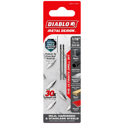 Diablo Metal Demon™ Drill Bits for Mild, Hardened and Stainless Steels