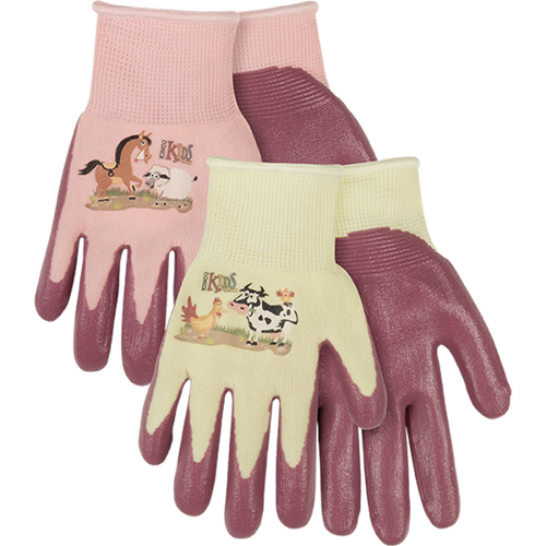 Kinco Kids' Farm Friends™ Nylon Knit Shell & Foam Nitrile Palm Gloves