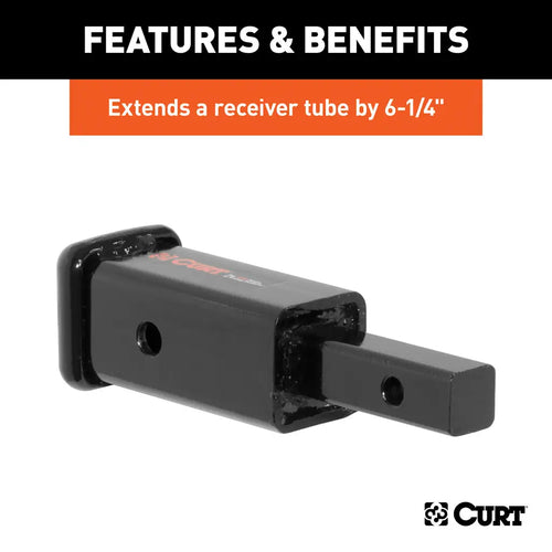 Curt Receiver Tube Adapter (1-1/4 to 2 Shank, Not for Towing Use, 6-1/4 Length) #45785