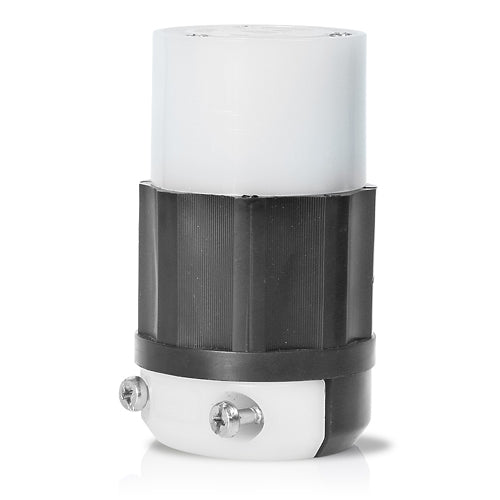 Leviton Locking Connector, 30 Amp, 250 Volt, Industrial Grade, Black/White