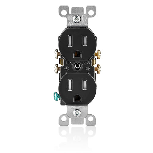 Leviton 15 Amp Tamper-Resistant Duplex Outlet/Receptacle, Grounding, Black