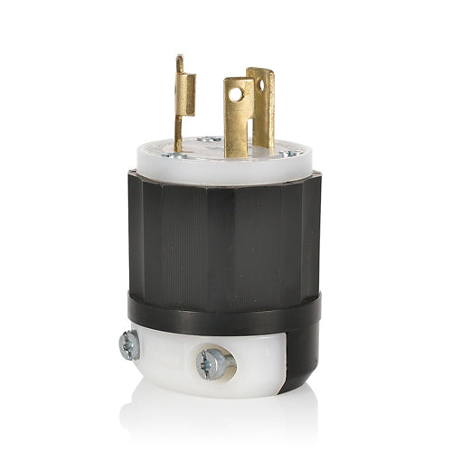 Leviton Locking Plug, 30 Amp, 125 Volt, Industrial Grade, Black & White